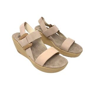 OTBT Womens Cleah Platform Wedge Leather Sandals Sz 9.5M Blush Beige